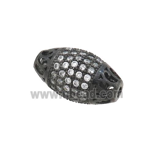 Copper Rice Beads Pave Zircon Black Plated