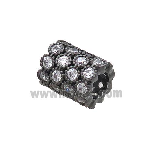 Copper Tube Beads Pave Zircon Large Hole Black Plated
