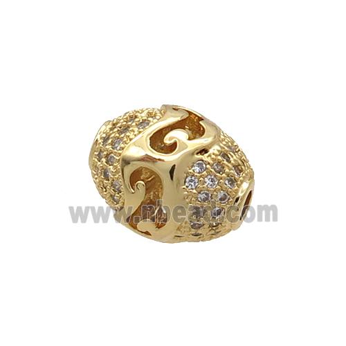 Copper Rice Beads Pave Zircon Gold Plated