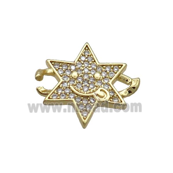 Copper Star Connector Pave Zircon Gold Plated