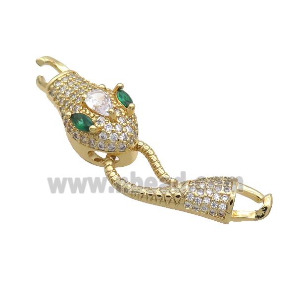 Copper Snake Connector Pave Zircon Gold Plated