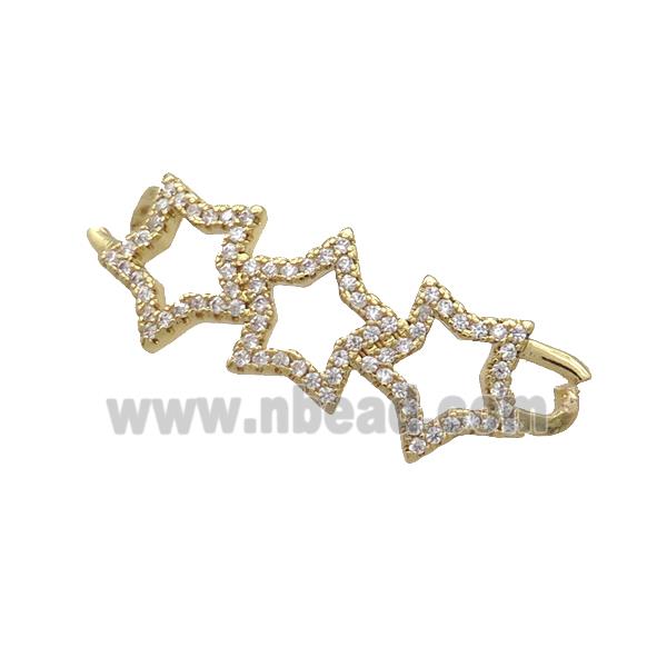 Copper Star Link Connector Pave Zircon Gold Plated