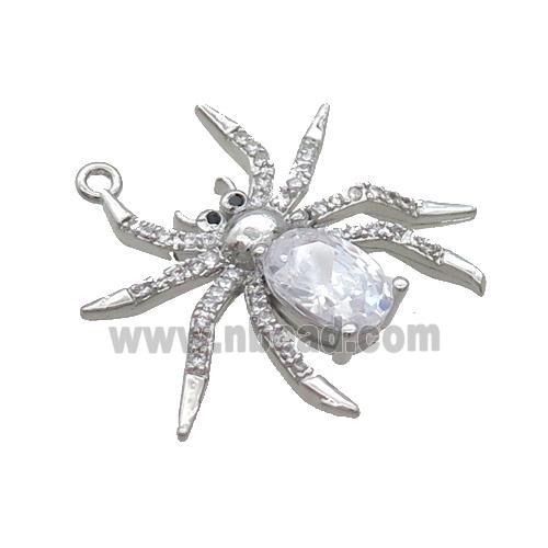 Copper Spider Charms Pendant Pave Zircon Crystal Glass Platinum Plated