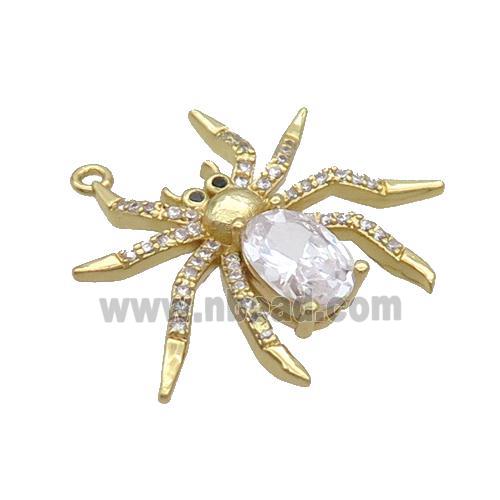 Copper Spider Charms Pendant Pave Zircon Crystal Glass Gold Plated