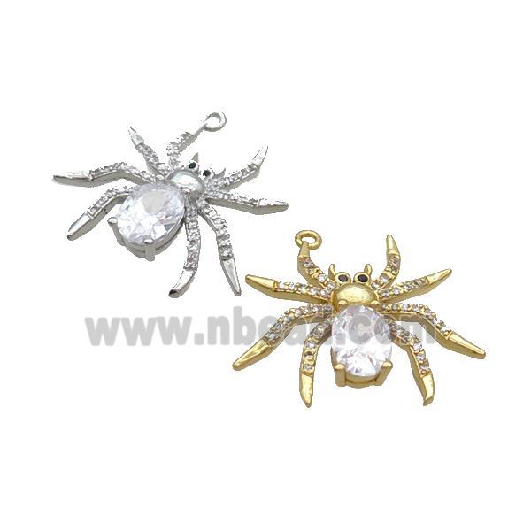 Copper Spider Charms Pendant Pave Zircon Crystal Glass Mixed