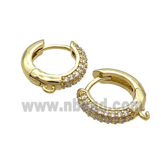 Copper Hoop Earring Pave Zircon Gold Plated