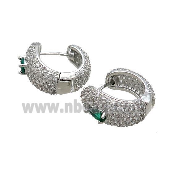 Copper Latchback Earring Pave Zircon Platinum Plated
