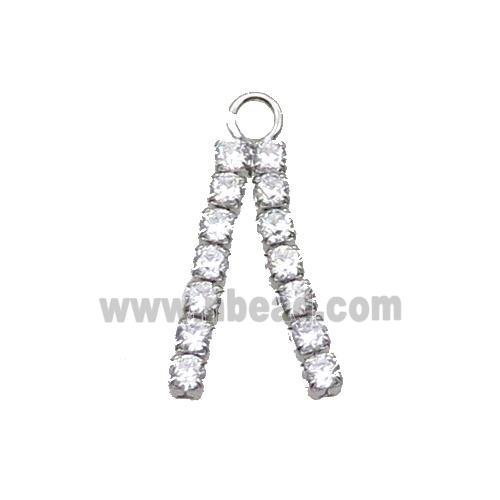 Copper Strap Pendant Pave Crystal Glass Platinum Plated
