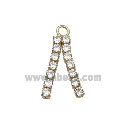 Copper Strap Pendant Pave Crystal Glass Gold Plated