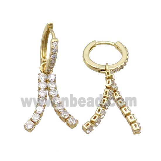 Copper Hoop Earring Pave Crystal Glass Gold Plated