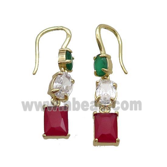 Copper Hook Earring Pave Crystal Gold Plated