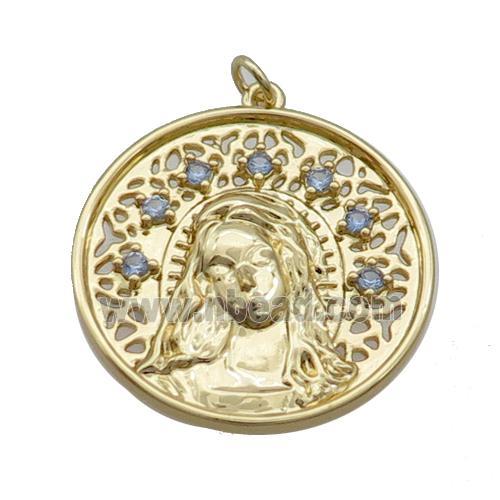Copper Beauty Pendant Pave Zircon Circle Gold Plated