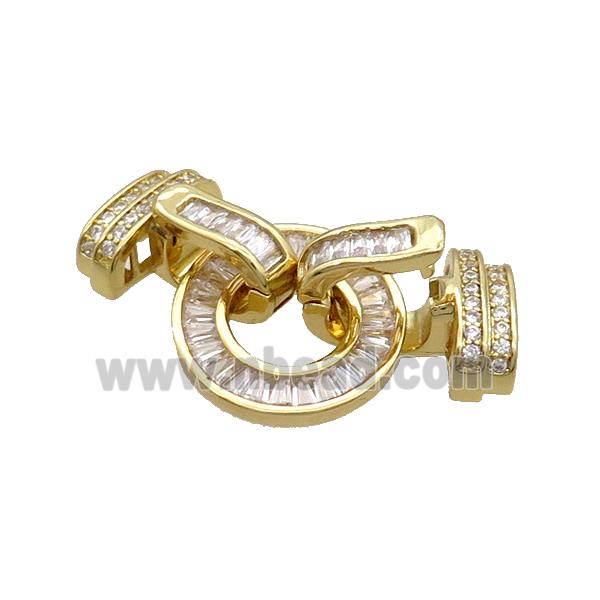 Copper Clasp Pave Zircon Gold Plated