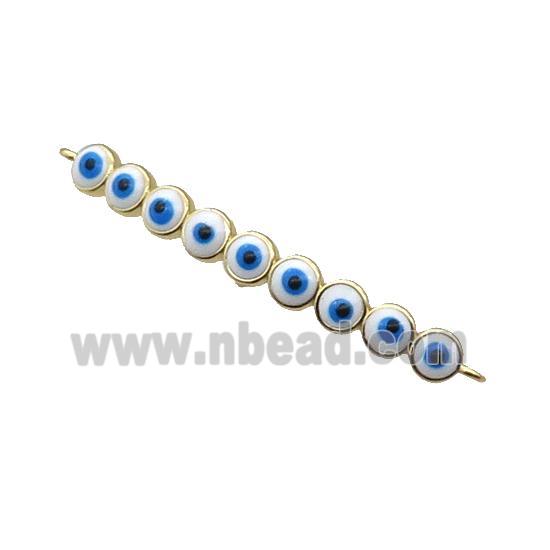 Copper Circle Link Connector White Enamel Evil Eye Stick Gold Plated