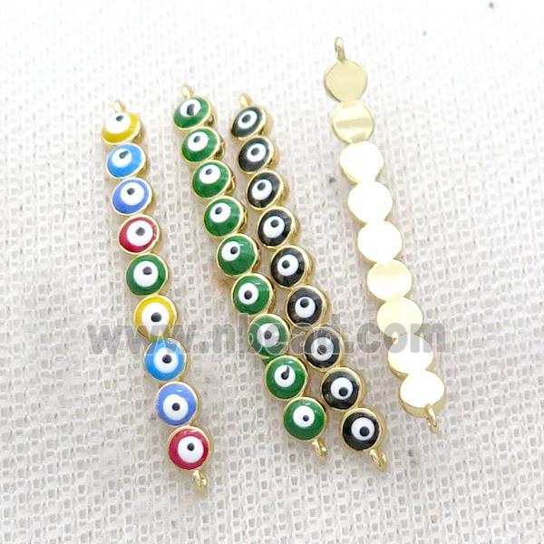 Copper Circle Link Connector Enamel Evil Eye Stick Gold Plated Mixed