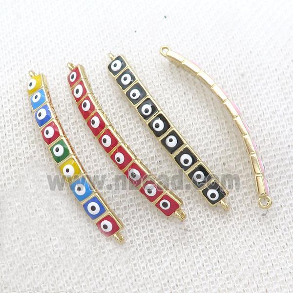 Copper Link Connector Enamel Evil Eye Stick Gold Plated Mixed