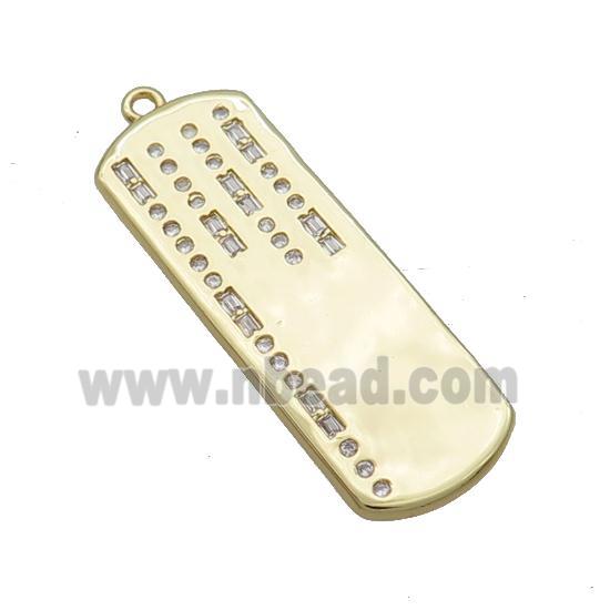 Copper Rectangle Pendant Pave Zircon Gold Plated