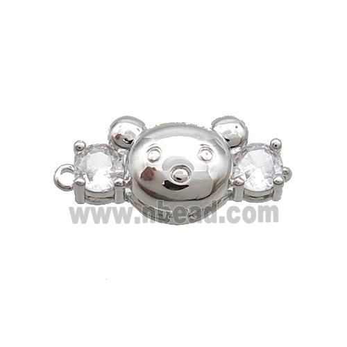 Copper Mouse Connector Pave Crystal Glass Platinum Plated
