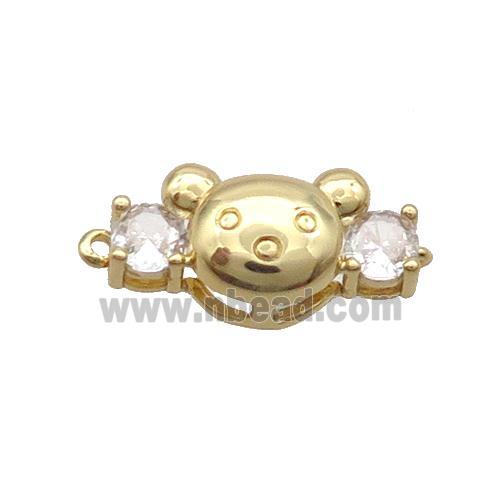 Copper Mouse Connector Pave Crystal Glass Gold Plated