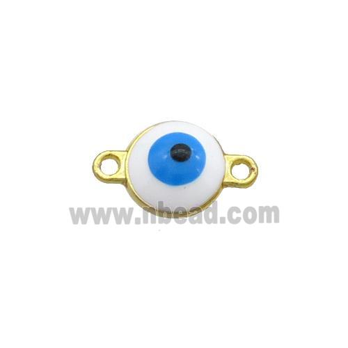 Copper Evil Eye Connector White Enamel Gold Plated