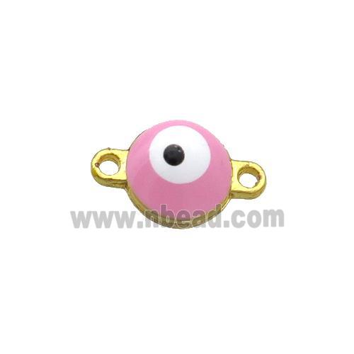 Copper Evil Eye Connector Pink Enamel Gold Plated