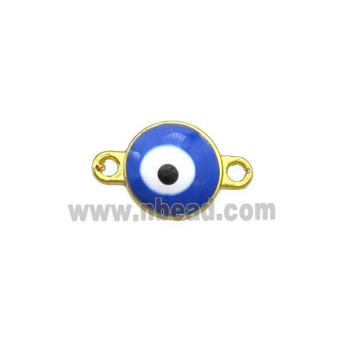 Copper Evil Eye Connector Blue Enamel Gold Plated