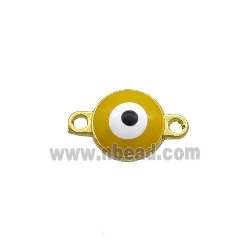Copper Evil Eye Connector Yellow Enamel Gold Plated