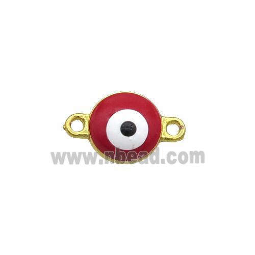 Copper Evil Eye Connector Red Enamel Gold Plated