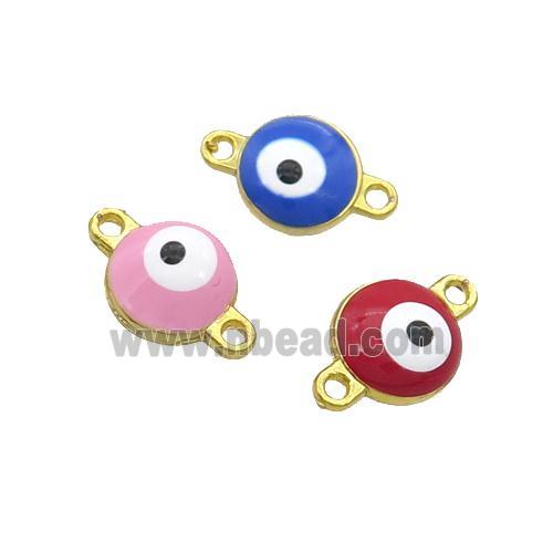 Copper Evil Eye Connector Enamel Gold Plated Mixed