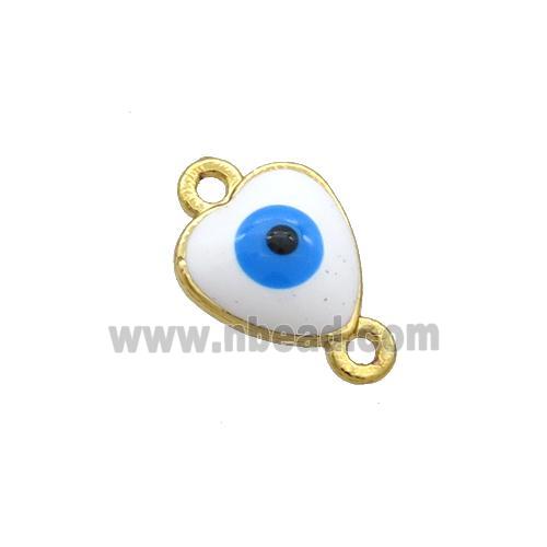 Copper Heart Evil Eye Connector White Enamel Gold Plated