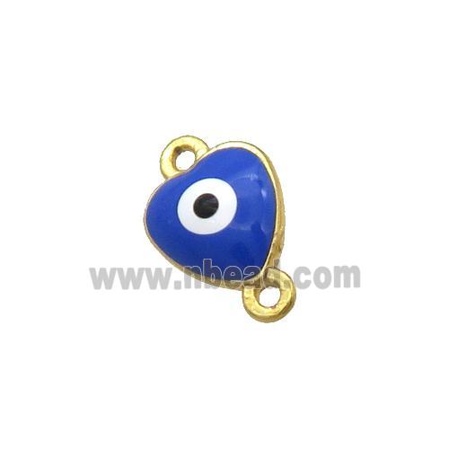 Copper Heart Evil Eye Connector Blue Enamel Gold Plated