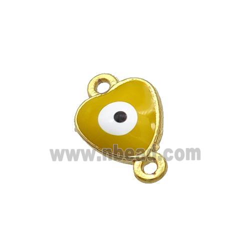 Copper Heart Evil Eye Connector Yellow Enamel Gold Plated