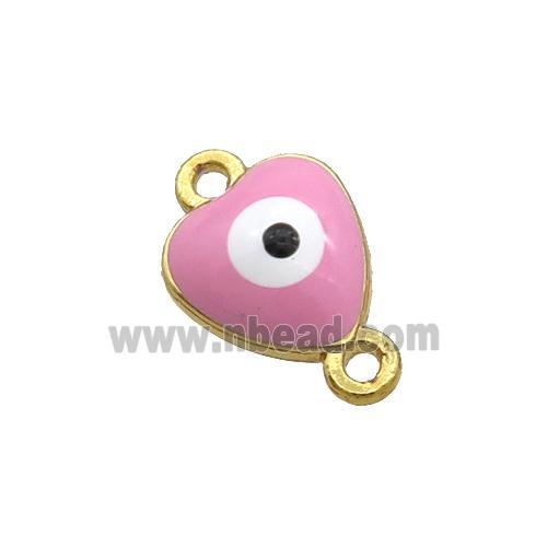 Copper Heart Evil Eye Connector Pink Enamel Gold Plated