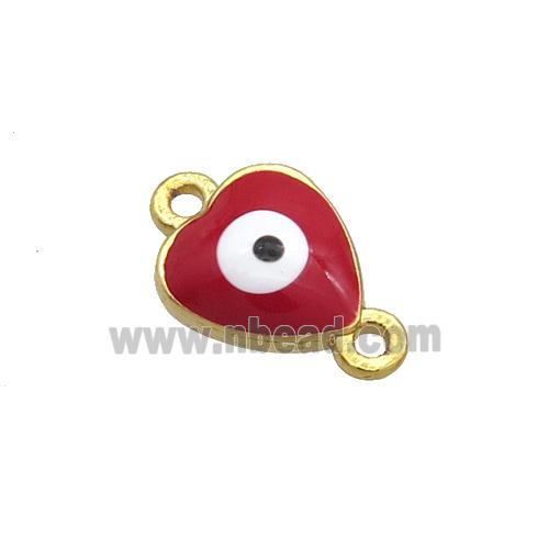 Copper Heart Evil Eye Connector Red Enamel Gold Plated