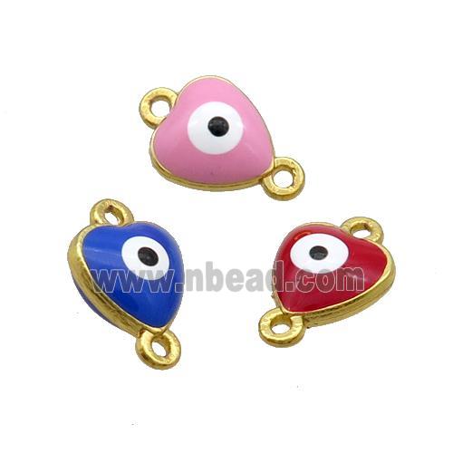 Copper Heart Evil Eye Connector Enamel Gold Plated Mixed