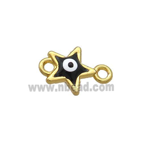Copper Star Evil Eye Connector Black Enamel Gold Plated