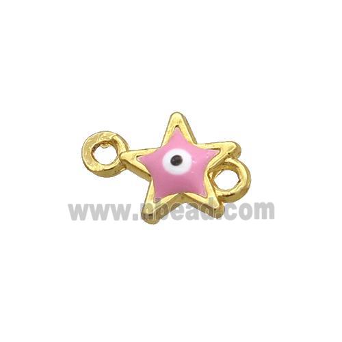 Copper Star Evil Eye Connector Pink Enamel Gold Plated