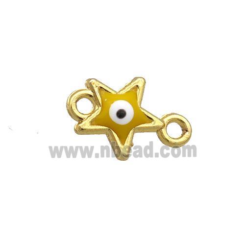Copper Star Evil Eye Connector Yellow Enamel Gold Plated