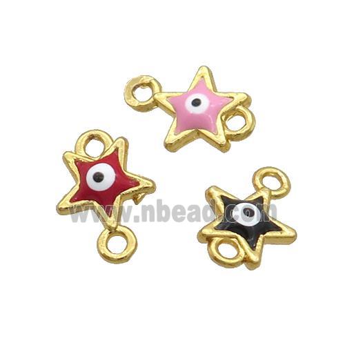 Copper Star Evil Eye Connector Enamel Gold Plated Mixed