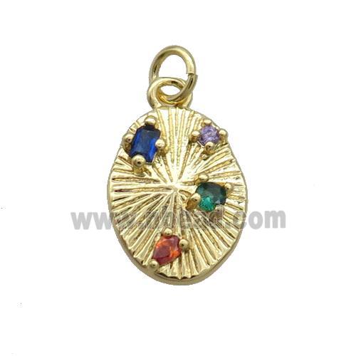 Copper Oval Pendant Pave Zircon Gold Plated