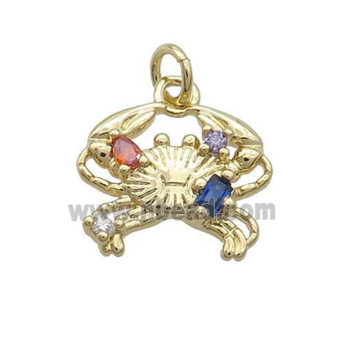 Copper Crab Pendant Pave Zircon Gold Plated