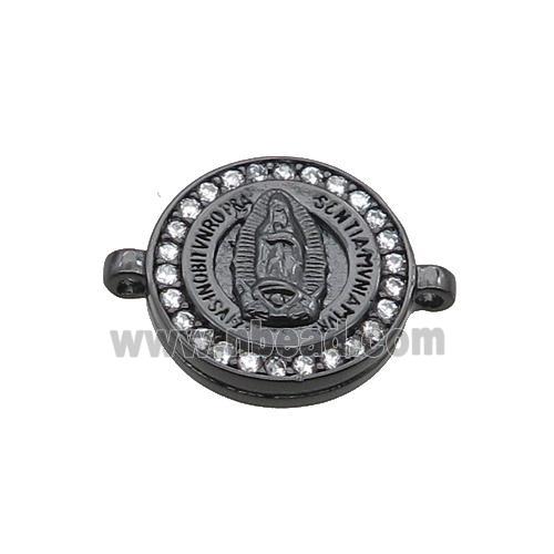Copper Circle Connector Pave Zircon Virgin Mary Black Plated