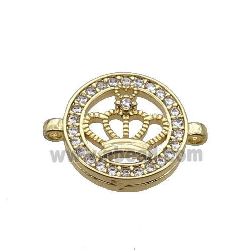 Copper Crown Connector Pave Zircon Circle Gold Plated