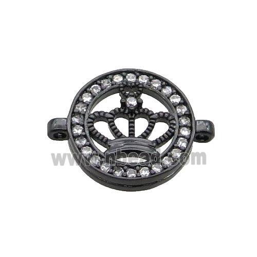 Copper Crown Connector Pave Zircon Circle Black Plated