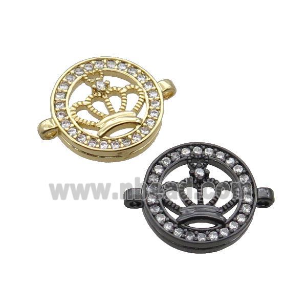 Copper Crown Connector Pave Zircon Circle Mixed