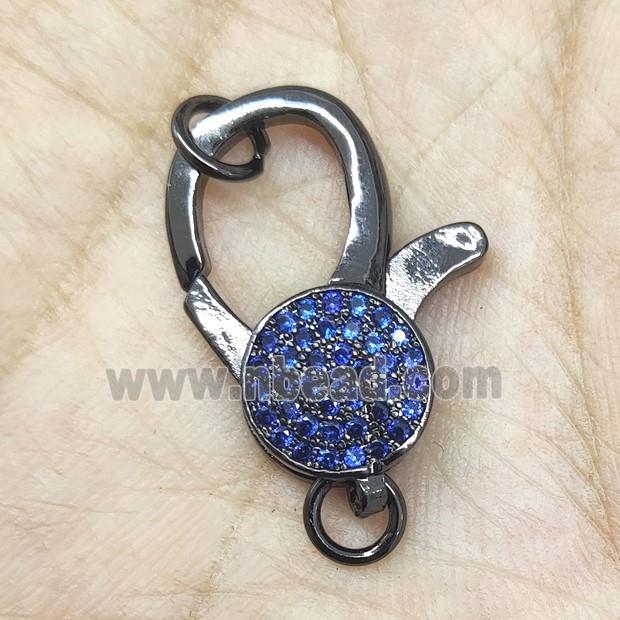 Copper Lobster Clasp Pave Blue Zircon Black Plated