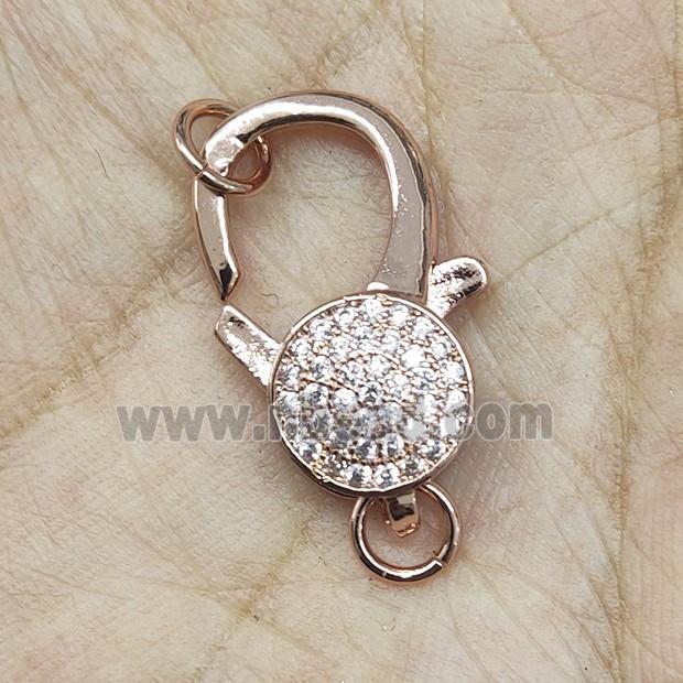 Copper Lobster Clasp Pave Zircon Rose Gold