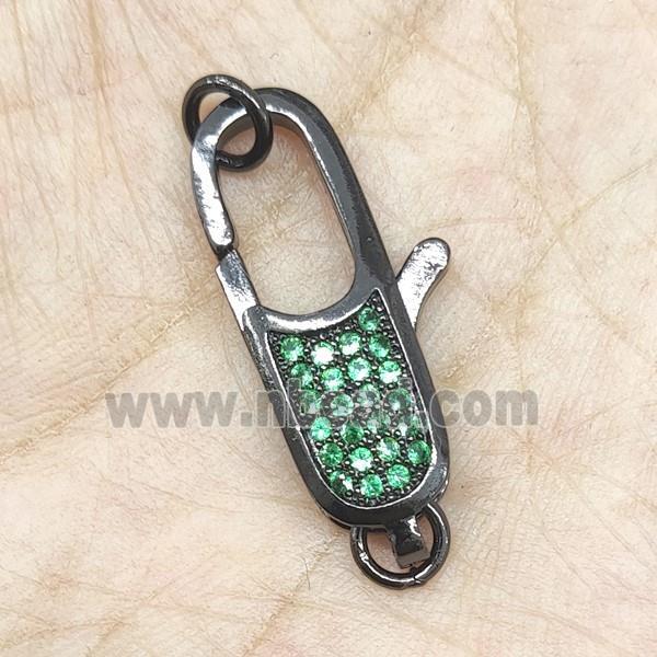Copper Lobster Clasp Pave Green Zircon Black Plated
