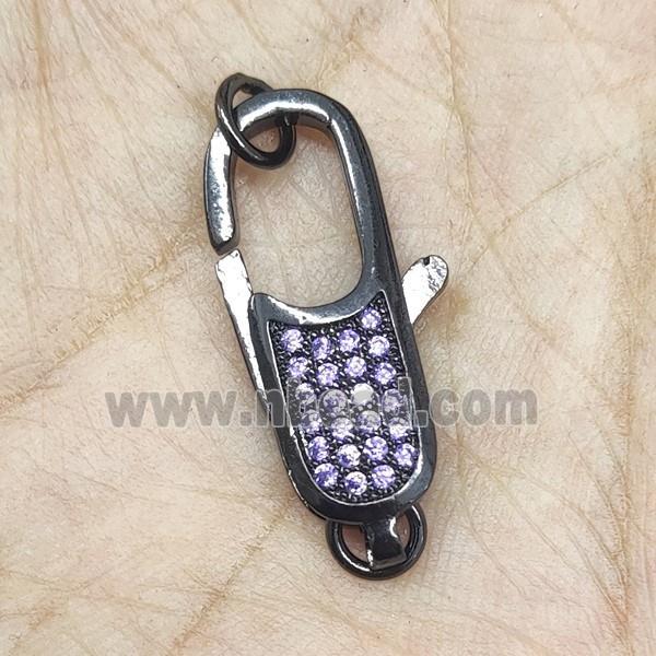 Copper Lobster Clasp Pave Purple Zircon Black Plated