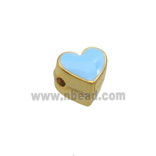 Copper Heart Beads Blue Enamel Gold Plated